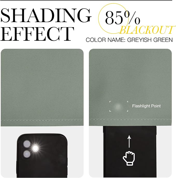 NICETOWN Greyish Green Blackout Curtains 96" Long - Image 5