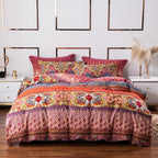 ABREEZE Bohemian Duvet Cover Set Colorful Orange Boho Retro Bedding Set Damask Paisley Cotton Duvet Cover Tribal Reversible Bedding Exotic Style Comforter Cover 3-Piece Cal.King