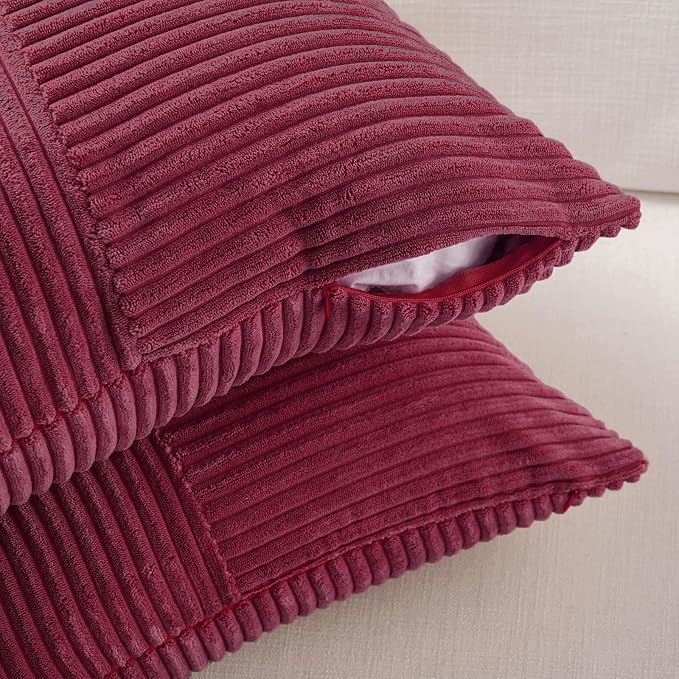 Fancy Homi 2 Packs Burgundy Samll Decorative Throw Pillow Covers 12x12 Inch - Image 4