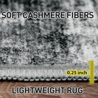 2'6''x8' Runner Rugs Washable Rug: Modern Abstract Hallway Black Carpet | - Image 7