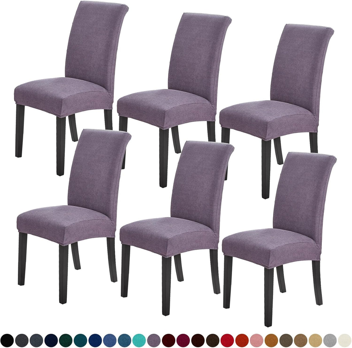 Joccun Chair Covers for Dining Room Set of 6,Dining Chair Slipcovers Stretch Dining Room Chair Covers Seat Protector,Washable Parsons Chair Cover for Home,Banquet(Grapeade,6 Pack)
