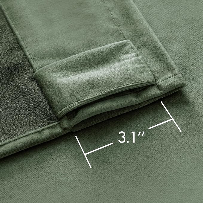 MIULEE Sage Green Velvet Curtains 52x63 inches Luxury Blackout Curtains | - Image 3