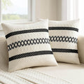 MIULEE Set of 2 Black Boho Decorative Pillow Covers 18x18 Inch | Farmhouse by MIULEE