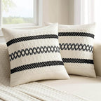 MIULEE Set of 2 Black Boho Decorative Pillow Covers 18x18 Inch | Farmhouse by MIULEE