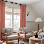 Firebrick 80 Inch Pinch Pleated Light Filtering Linen Curtains 2 Panels | Boho - Image 7