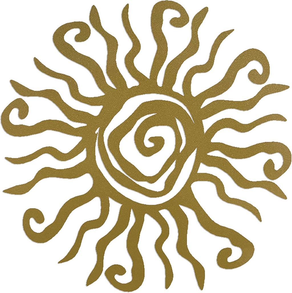 Riverside Designs Wacky Sun Metal Wall Art Indoor/Outdoor Decor - 36" Gold Rust Proof Wall Sculpture - Made in USA - Ideal for Bedroom, Garden, Home, Patio and Farmhouse