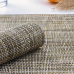 Myir JUN Placemats Set of 6, Vinyl Woven Placemats Place Mats Indoor Washable Table Mats Non-Slip Place mats for Dining Table (Caramel, Set of 6)
