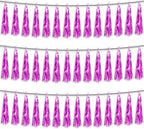 3P Fuchsia Foil Fringe Metallic Tassel Streamers Banner Tassel Garland for Parade Floats, Bachelorette, Wedding, Birthday, Halloween, Christmas, Bridal/Baby Shower Party Decorations