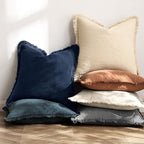 MIULEE Linen Fringe Decorative Lumbar Throw Pillow Covers Dark Navy 12x20 | Set - Image 4