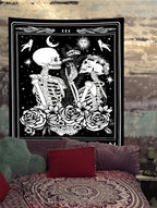 Onivein The Lovers Skull Tapestry Gothic Tapestry Vertical Black and White Skeleton Gothic Witch Sun Moon Floral Plant Snake Tapestries Wall Hanging Decor for Bedroom Dorm Room 30 x 40 Inches