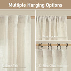 Natural Semi Sheer Window Linen Curtains 54 Inch, 52 x 54 Inch | Light - Image 3