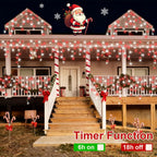 QITONG 400 LED Icicle Lights Red and White