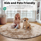 Tie-Dye Beige Round Area Rugs 5ft, Soft Bedroom Circle Rug Floor Mats - Image 4