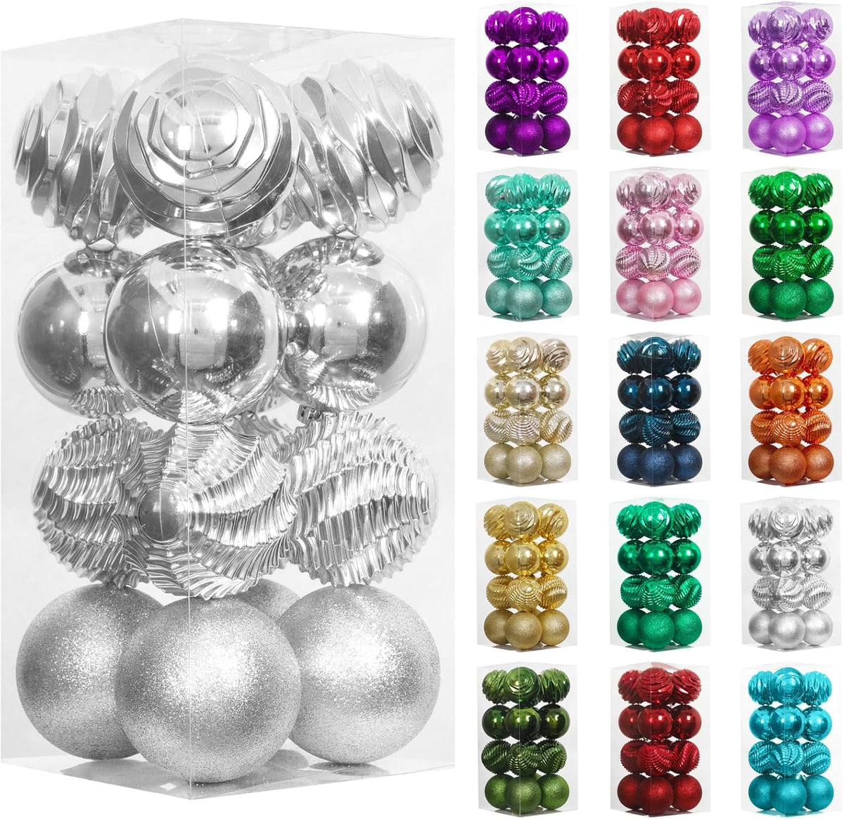 XmasExp 16ct Christmas Balls Ornaments - Shatterproof Large Hanging Ball Decorative Xmas Balls for Holiday Wedding Party Xmas Tree Decoration(3.15"/80mm, Silver)