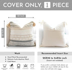 Gray Boho Throw Pillow Cover 22x22, Square Woven Textured Pillowcase, Modern - Image 3