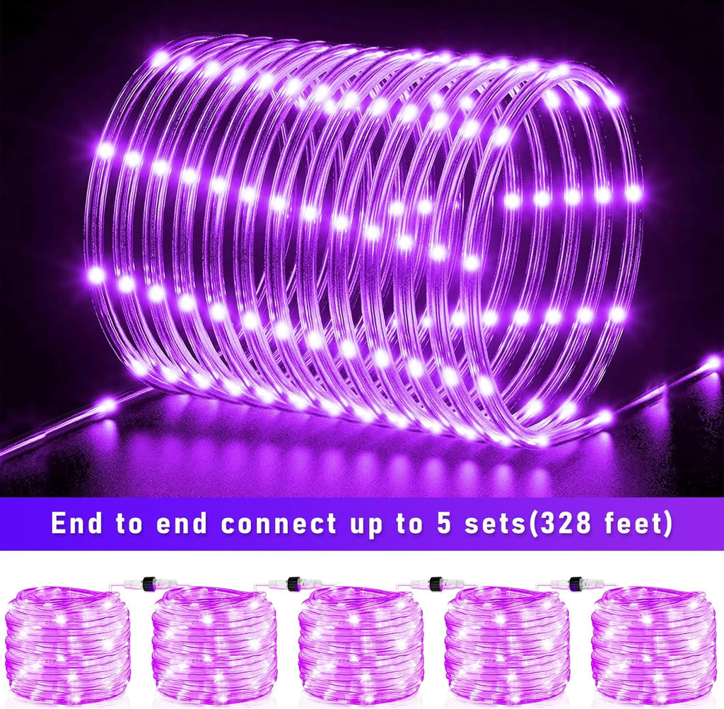 Purple Halloween Lights, 66FT 200 LED Rope Lights for Outside Waterproof with 8 Modes, Connectable Tube String Lights for Indoor, Garden, Backyard, Patio, Deck, Pool, Tree Decorations