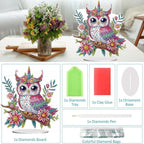 Diamond Painting Kits for Adults Beginners, 5D Full Drill Owl Crystal Art Desktop Ornament, DIY Single Sided Home Office Desk Decor, Creative Craft Gift Set with Tools