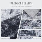 Area Rug Living Room: 4x6 Modern Washable Indoor Carpet Black | - Image 7