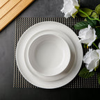 AmorArc Ceramic Dinnerware Sets, Wavy Rim Stoneware Plates and Bowls Sets, Highly Chip and Crack Resistant | Dishwasher & Microwave & Oven Safe Dishes set, Service for 4 (12pc)