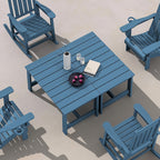SERWALL Patio Coffee Table, HDPE Rectangle Outdoor Coffee Table Set of 2, Navy