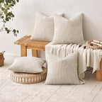 MIULEE Soft Decorative Chenille Pillow Covers Cream 20x20 Pack of 4 | Modern - Image 4