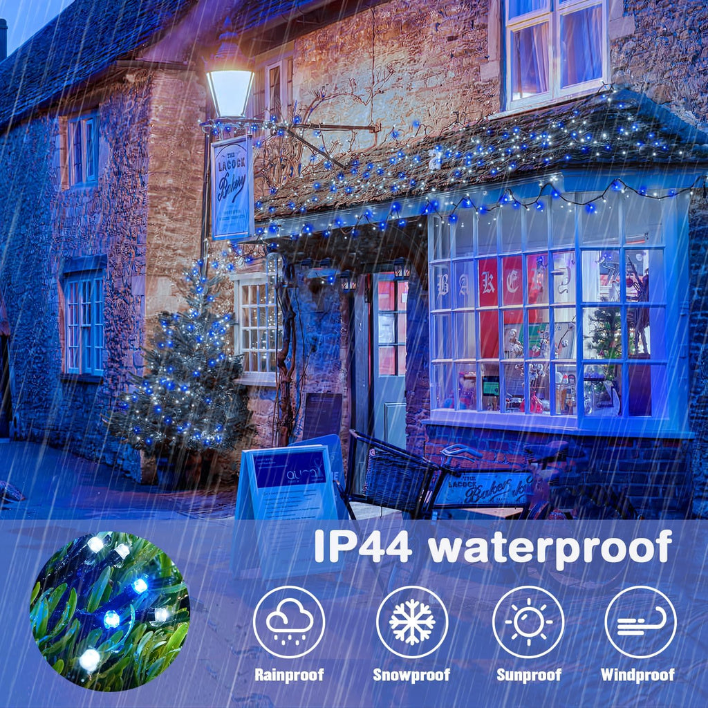 JMEXSUSS 66ft 200 LED Blue and White Christmas Lights, Outdoor Christmas String Lights Plug in, Expandable Christmas Lights for Tree Outside Party Home Decorations, EXS-S-0200