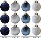 12Pcs Velvet Christmas Ornaments Balls,Blue Christmas Tree Decoration Shatterproof Ball with Hanging for Party Decor Multicolor Dusty Blue 80mm/3.15in