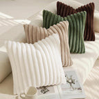 decorUhome Fall Faux Fur Throw Pillow Covers 16x16 Set of 2 Cream White | - Image 7