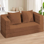 Folding Bean Bag Chair for Adults,3-in-1 Bean Bag Couch Faux Fur Floor Sofa Large Beanbag Convertible Bean Bag Sofa Bed with Pillow in Bedroom,Living Room,Apartment(Queen,Caramel)