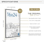 MCS Original Poster Frame 16x24 Black Lightweight Vertical & Horizontal Wall Hanging Large Picture Frame for Posters, Art Prints & Gallery Wall (3-Pack)