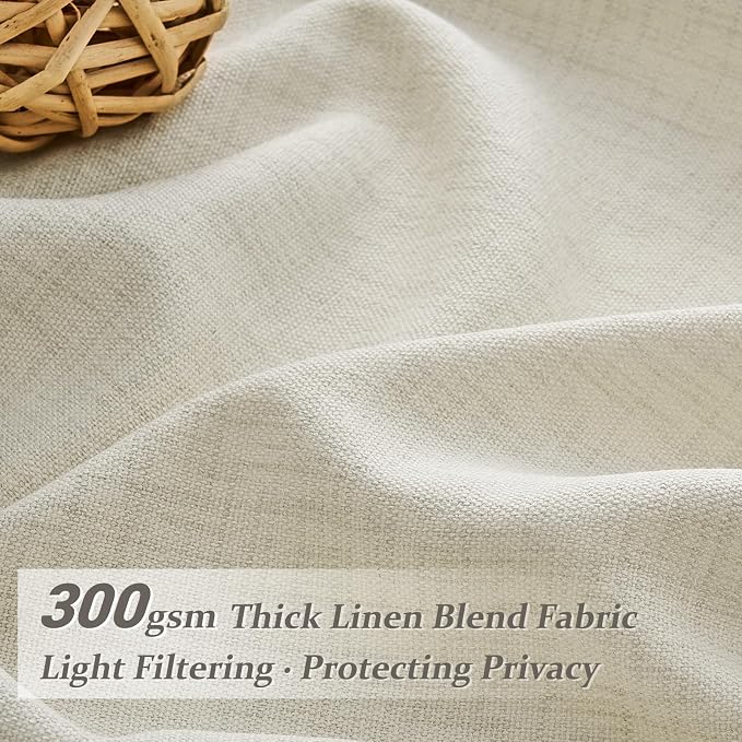 Pinch Pleated Linen Curtains 84 Inch Length 2 Panels Set - Image 3