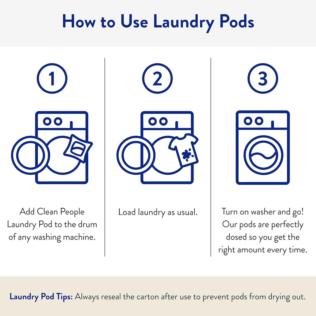 The Clean People Fragrance Free Laundry Detergent Pods - Hypoallergenic Laundry Pods - Ultra Concentrated, Recyclable Packaging, Stain Fighting - Fragrance Free, 96 Pack