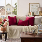 GIGIZAZA Burgundy Velvet Pillow Covers 12x20 Decorative Pillows Pack of 2 | Red - Image 2