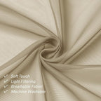 Taupe Sheer Curtains 78 Inches Long 2 Panels, Elegant Light Filtering Voile - Image 6