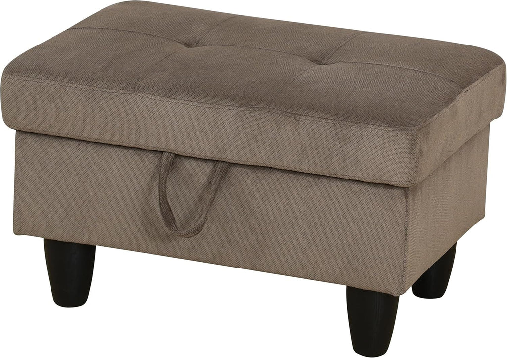 Ottoman Rectangular Storage Ottoman Bench, Flannel Footrest Stool Footstool with Lid for Living Room, Bedroom, Entryway, Brown, 28.5"x19"x17.5"