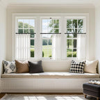 Beige White Linen Kitchen 24 Inch Curtain 2 Panels Pinch Pleat | Off White - Image 8