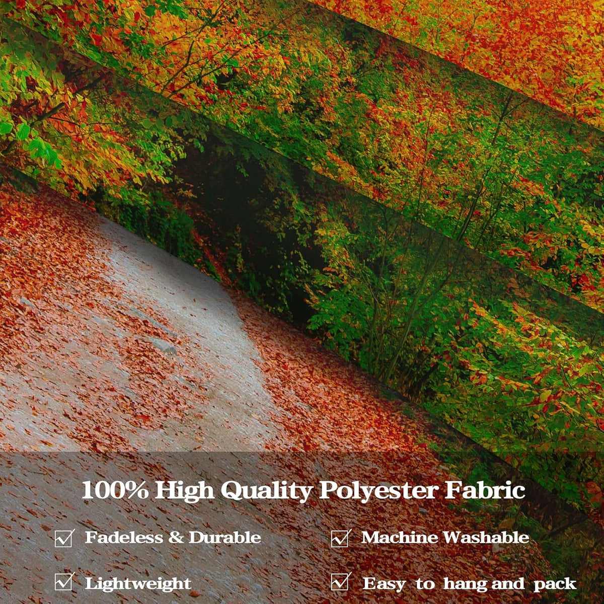 AMM Autumn Forest Tapestry Nature Fall Tree Thanksgiving Tapestry for Bedroom Aesthetic Autumn Path Yellow Red Fallen Leaves Landscape Tapestries Wall Hanging for Living Room Dorm 80 x 60 Inch