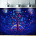 Starlit Patio Cosmic Tree Blacklight Tapestry UV Reactive Wall Hanging Rainbow Roots Flowers and Planets for Bedroom Dorm Living Room Glowing Spiritual Decor Fluorescent Trippy Poster 78 x 59 Inch