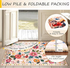 RELEANY Floral Washable 5x7 Area Rugs Pink | Flower Carpet Print Boho Cute Non - Image 4