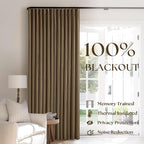 Dutch Cocoa Pinch Pleated 100% Blackout Linen Curtains 84 Inch Length 40x84 | - Image 3