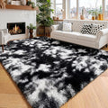 Amdrebio Black White Grey Shag Area Rug 5x7 by Amdrebio