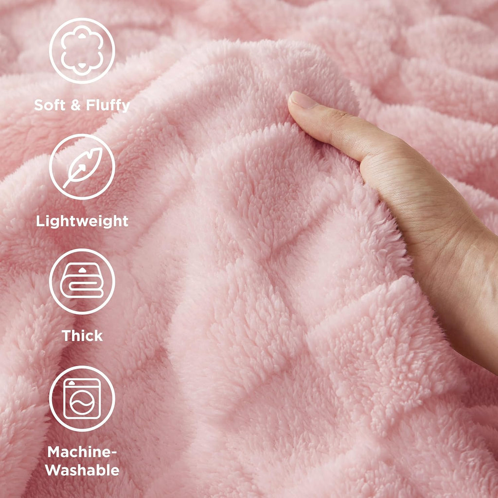 Bedsure GentleSoft Blankets Queen Size for Bed - Super Soft Cozy Blanket for Women Men Girls, Large Fuzzy Fleece Throw for Bedroom Decor, Blush Pink, 90x90 Inches