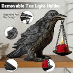 Gothic Home Decor Fake Crow Light Holder Raven Lamp Tealight Candle Holder Resin Statue Half Silver
