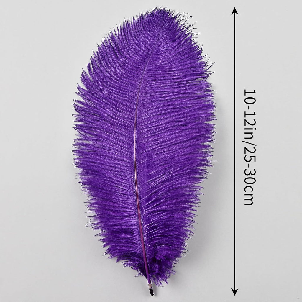 THARAHT Purple Ostrich Feathers 12pcs Natural Bulk 10-12Inch 25cm-30cm for Crafts Wedding Party Centerpieces Halloween and Decoration Feather