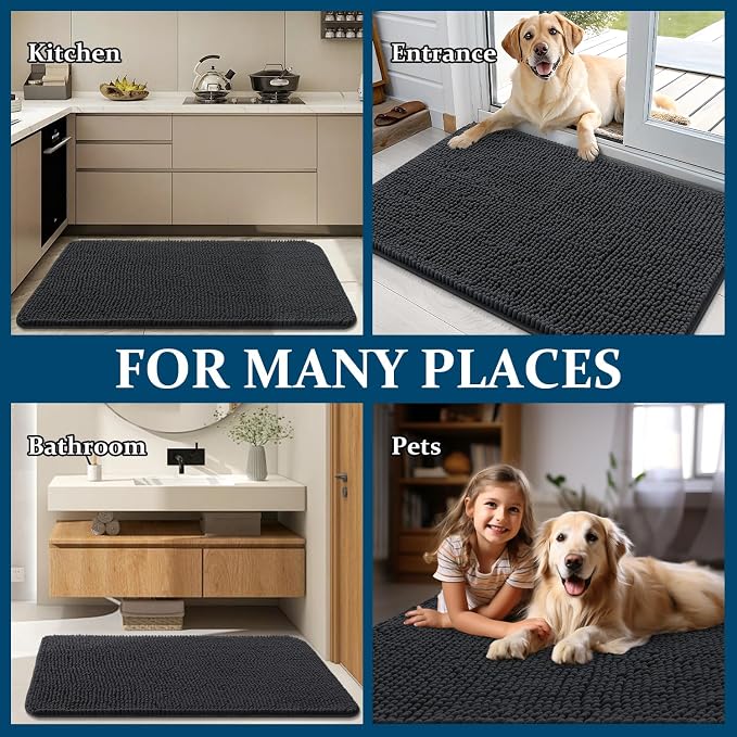 OLANLY Dog Door Mat for Muddy Paws 70x35, Super Absorbent Chenille Mud Mat | - Image 8