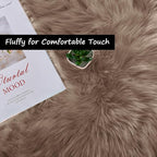 Goolela Faux Sheepskin Fur Rug Light Brown Beige Fluffy Rug 4x6 Carpet - Image 5