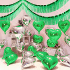 Green Foil Fringe Garland 10FT 2packs, Metallic Foil Tinsel Fringe Banners for Parade Float Decorations Wedding, Birthday Party Graduation (Two Green)