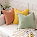 MIULEE Decorative Linen Euro Sham Pillow Covers 26x26 Light Green | Boho - Image 4