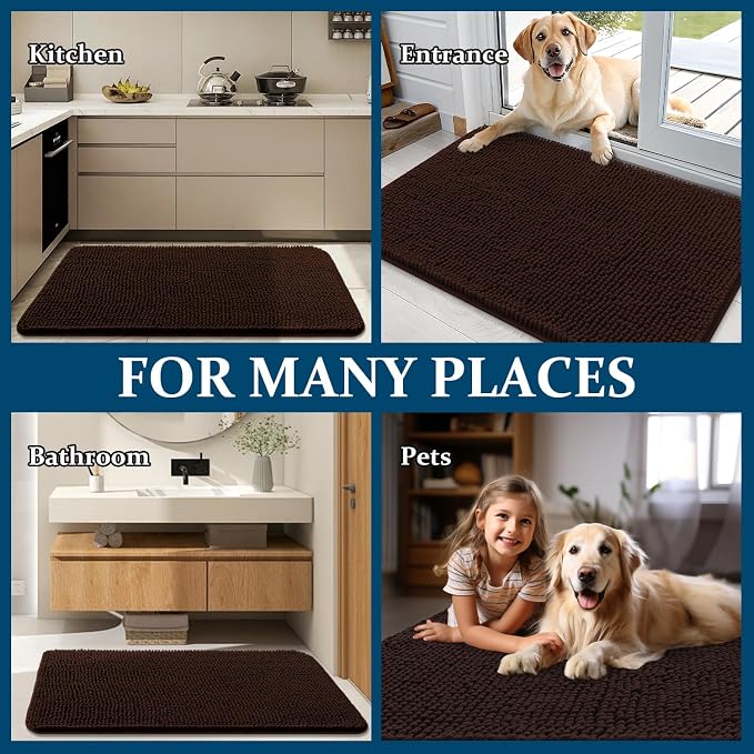 OLANLY Dog Door Mat for Muddy Paws 48x30, Super Absorbent Chenille Mud Mat | - Image 8