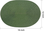 AHHFSMEI Placemats Set of 8 for Dining Table Washable Woven Vinyl Non-Slip 18x12 inches Placemat Heat-Resistant Durable Table Mats for Dining Table Easy to Clean (Oval Green, 8)